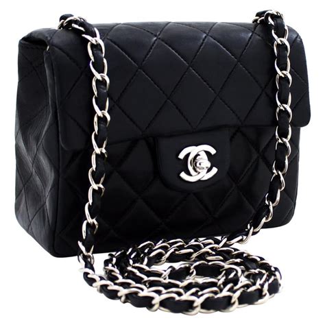 chanel black purse with chain|black chanel bag silver chain.